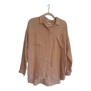 J.Jill Pure Everyday Linen Light Pink Blouse, size Petite Medium